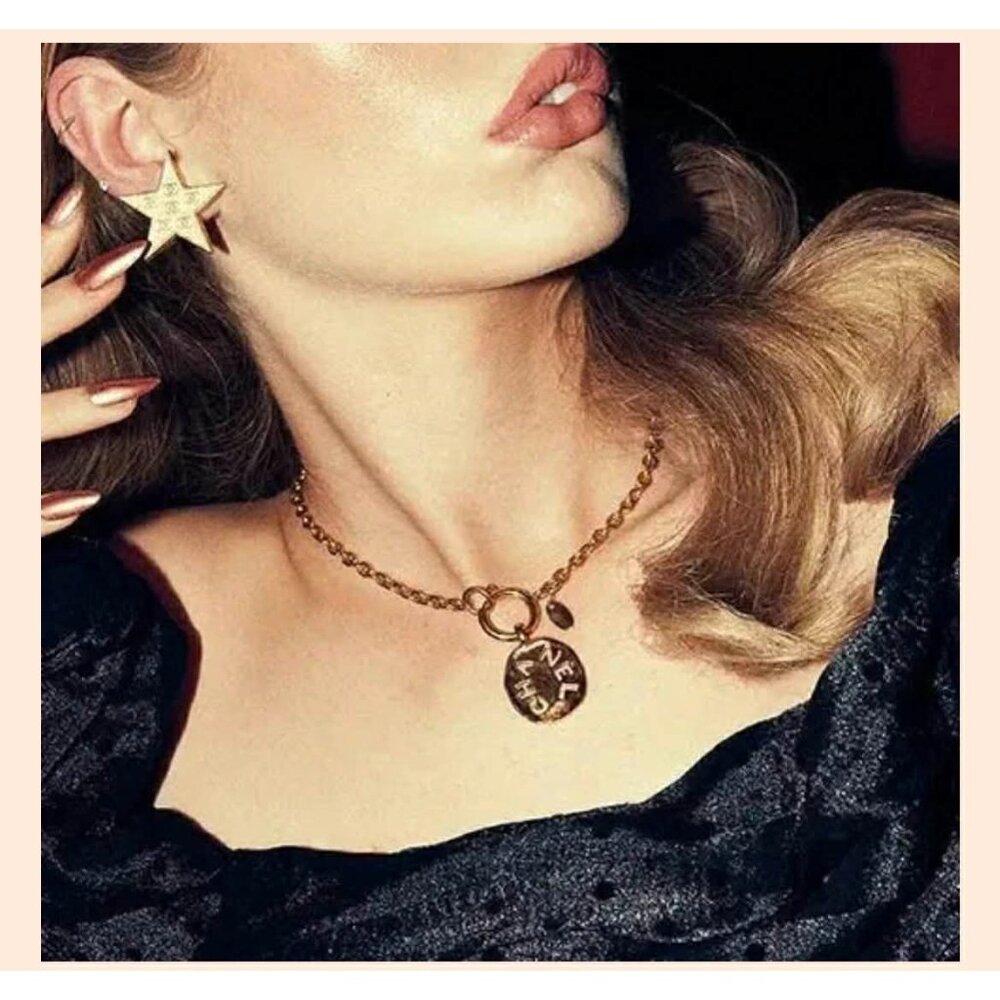 Vintage Chanel Necklace 1980's Gold Plated CHANEL Pendant
